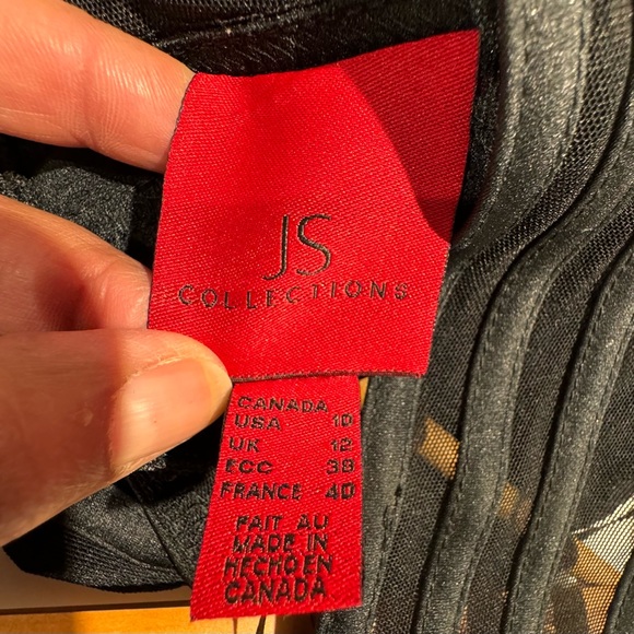 JS Collections Fitted Illusion Cropped Dressy Top - Picture 2 of 5